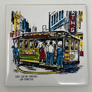 Ceramic Tile Trivet San Francisco Cable Car VTG